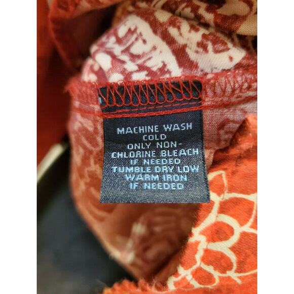 Westbound Women's Red Floral Cotton Long Sleeve Collared Button Down Shirt PL - Picture 9 of 10